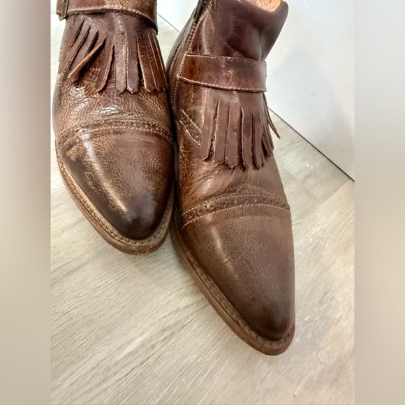 Bed Stu Cobbler Organic Leather “Dipper” Distressed Ankle Boots w/Fringe, Size 8 - Picture 10 of 16
